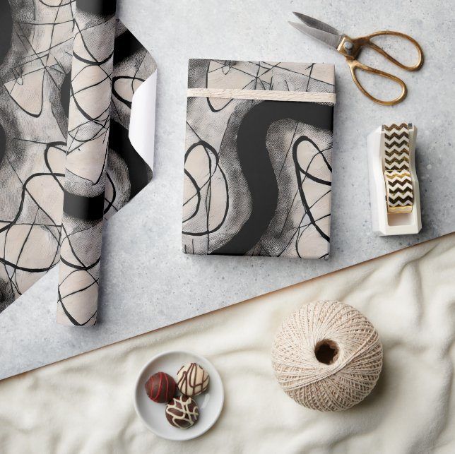 snyggt svart abstrakt modern presentpapper (Hantverk)