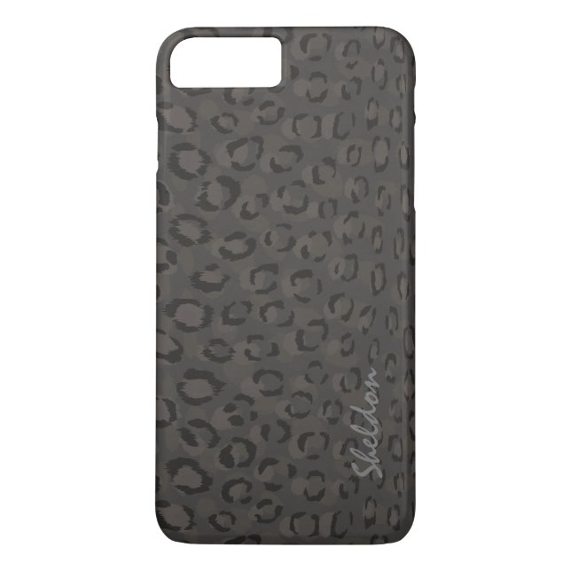 Snyggt svart grått gepardtryck monogram Case-Mate iPhone skal (Baksida)