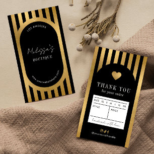 Snyggt svart & guld modedräkt Storleksetikett Visitkort