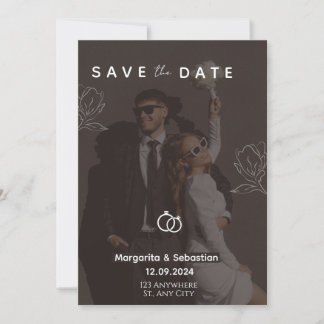 Snyggt svart med foto save the date som kan anpass inbjudningar