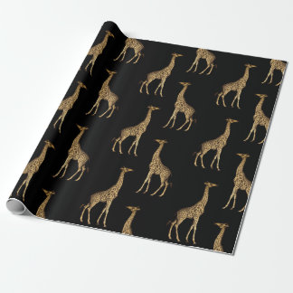 Snyggt svart och Guld Giraffe Design Presentpapper