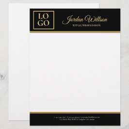 Snyggt, svart och gyllene bakgrund brevhuvud