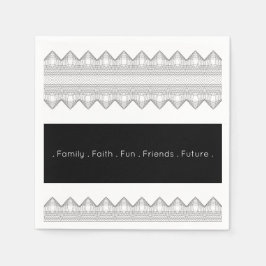 Snyggt, svart och vit pappersservett