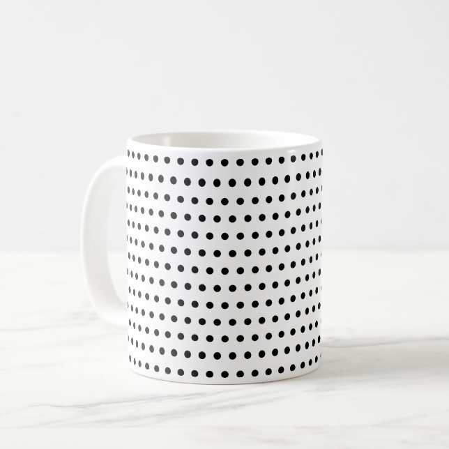 Snyggt, svart och vit, små punkter Mönster Kaffemugg (Framsida vänster)