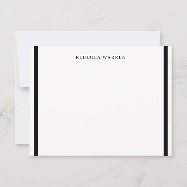 Snyggt, svart och vit två Gräns enkel, platt Anteckningskort (Framsida)