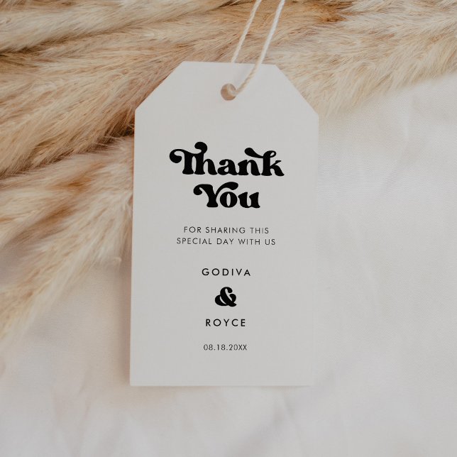 Snyggt, svart och vitt bröllop presentetikett (Skapare uppladdad)