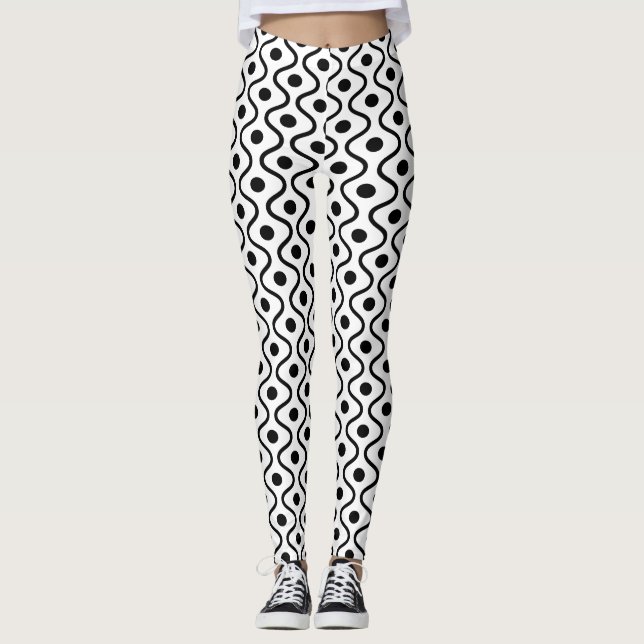 Snyggt svart och vitt mönster leggings (Framsida)