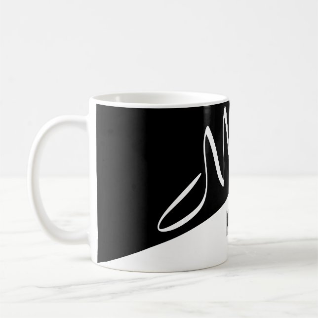 snyggt Svart och vitt uppdelat skript Monogrammad Kaffemugg (Vänster)