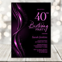 Snyggt Svarta och Rosa 40:e födelsedag Party