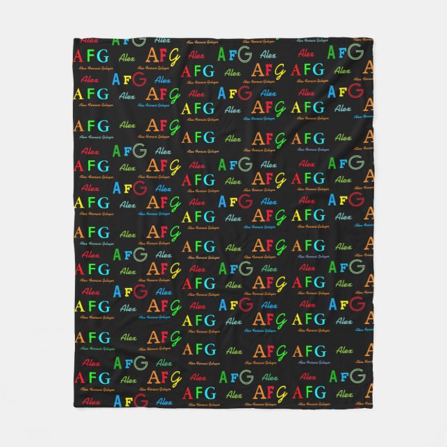 snyggt svartfilt med mönster i namn i färg fleecefilt (Framsidan)