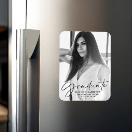 Snyggt Svartskript Studenten annonsfoto Magnet