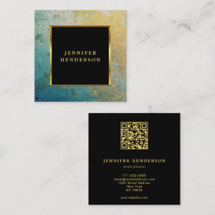 Snyggt svartturquiose guld QR-kodprofessionell Fyrkantigt Visitkort