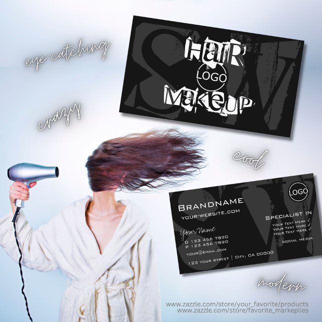 Snyggt Svartvit Grått med Logotyp och monogram Visitkort (Skapare uppladdad)