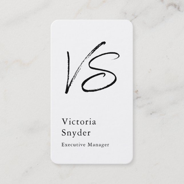 Snyggt Svartvit monogram-Professionell Visitkort (Framsida)