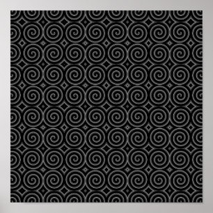 Snyggt, svartvit spiral-design. poster
