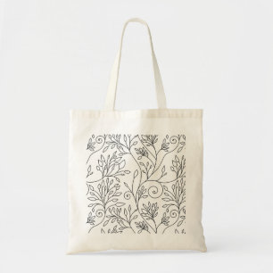 Snyggt svartvita blommor Bag Tygkasse
