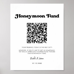 Snyggt - svartvitt Honeymånfond QR-kod Poster
