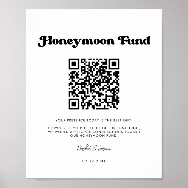 Snyggt - svartvitt Honeymånfond QR-kod Poster (Framsidan)