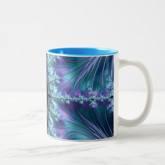 Snyggt Swirl Flourish Fractal Abstrakt Aqua Art Två-Tonad Mugg