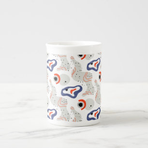Snyggt Swirls and Curbs Abstrakt Mönster Benporslin Mugg