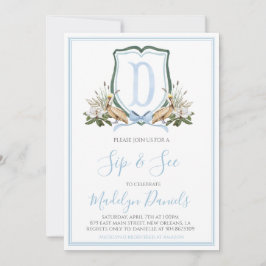 Snyggt sydstatsblått Pelikan-pojke Sip & See-fest Inbjudningar