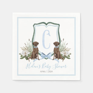 Snyggt sydstatsblått pojk hund baby shower pappersservett