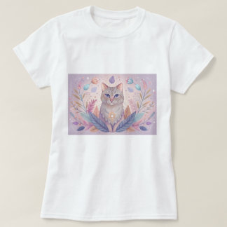 Snyggt T-shirt med söt kattunge i pastel färg
