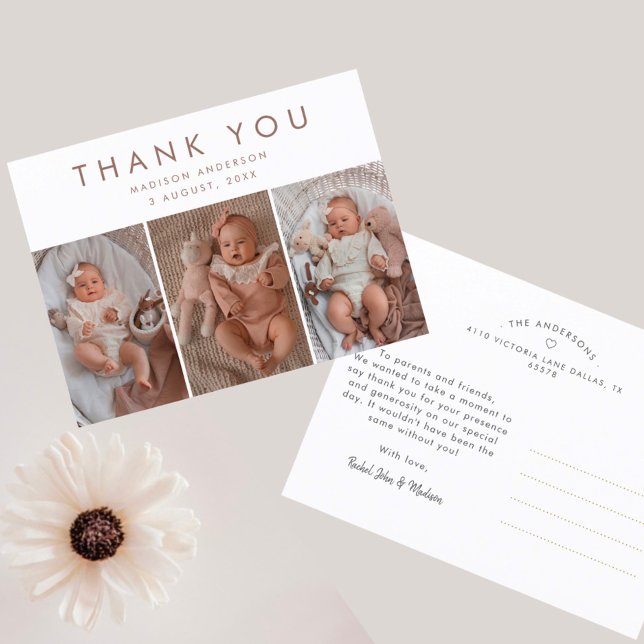 Snyggt tackkort för baby shower med 3 bilder  vykort (Skapare uppladdad)