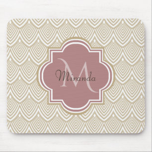 Snyggt Tan Arched Scallops Mauve Monogram Namn Musmatta