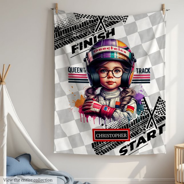 Snyggt Tävla Formel 1 Little Driver Girl Gift Fleecefilt (Stylish Racing Formula 1 Little Driver Girl Gift)