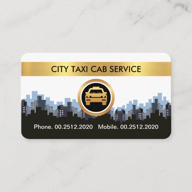 Snyggt Taxi City Skyline Gräns Visitkort (Framsida)