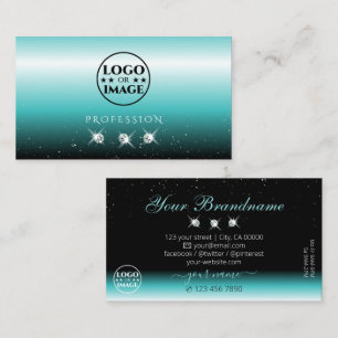 Snyggt Teal Black Ombre Gnistra Diamonds Add Logot Visitkort