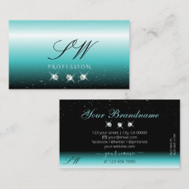 Snyggt Teal Black Ombre Gnistra Diamonds Monogram Visitkort