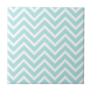 Snyggt Teal Blue Chevron Mönster Kakelplatta