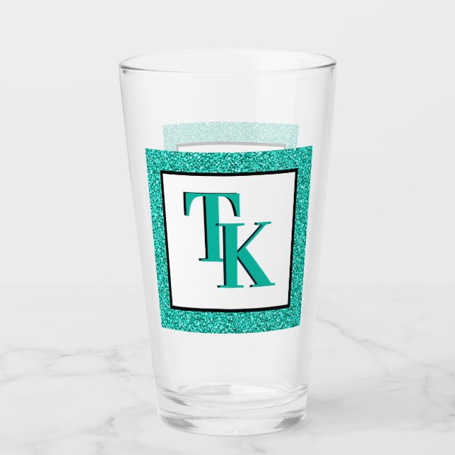 Snyggt Teal Blue Glitter Glam Monogram Initialer G Glaskopp (Framsida)