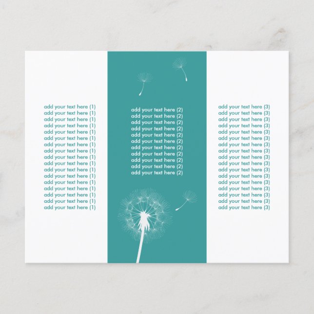 Snyggt Teal Grönt Dandelion Tri-Fold Flyers (Framsida)