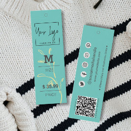 Snyggt Teal Grönt Löv QR Mode Prisa Märkre