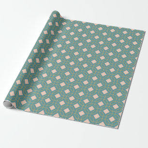 Snyggt Teal Mid Century Modern Mönster Presentpapper