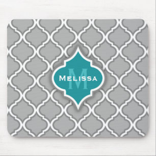 Snyggt Teal och Grått Moroccan Tile Mönster Musmatta