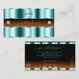 Snyggt Teal Orange Black Gnistra Jewals med Logoty Visitkort