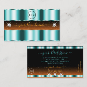Snyggt Teal Orange Black Gnistra Jewals med Logoty Visitkort
