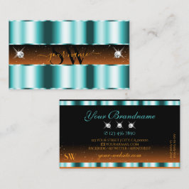 Snyggt Teal Orange Black Gnistra Jewels Initialer Visitkort
