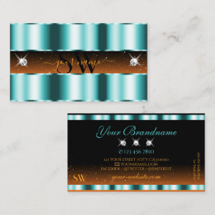 Snyggt Teal Orange Black Gnistra Jewels Initialer Visitkort