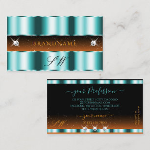 Snyggt Teal Orange Black Gnistra Jewels Monogram Visitkort