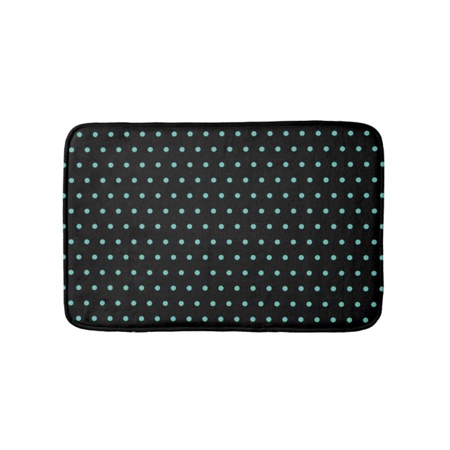 Snyggt TEAL Polka Dot Black Badrumsmatta (Framsidan)