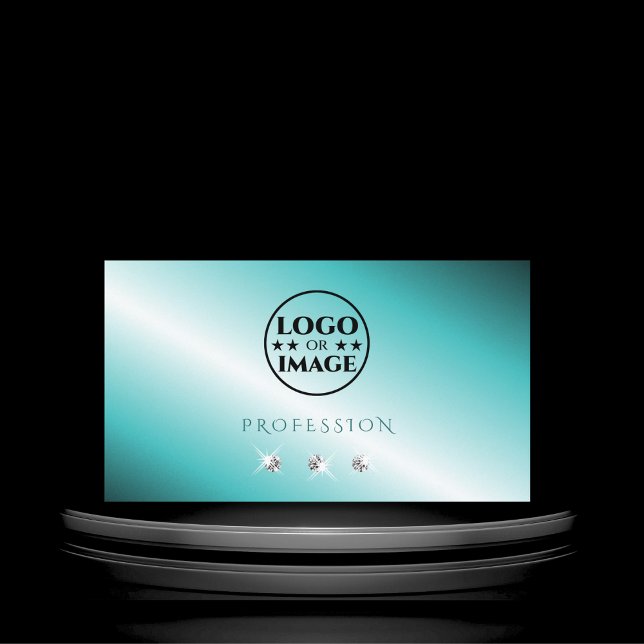 Snyggt Teal Silver-mousserande diamanter med Logot Visitkort (Skapare uppladdad)