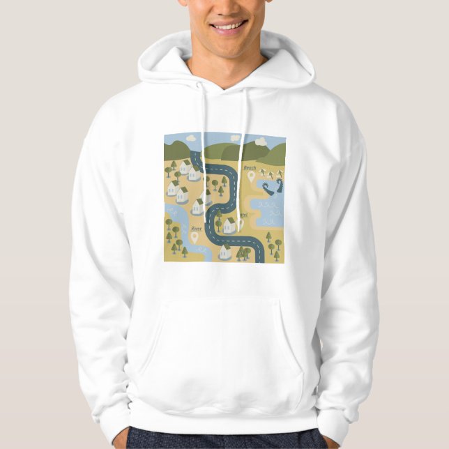 Snyggt tecknad Landskap semesterresa karta Hoodie (Framsida)