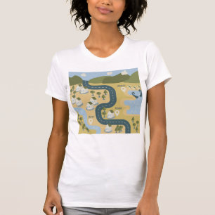Snyggt tecknad Landskap semesterresa karta T Shirt