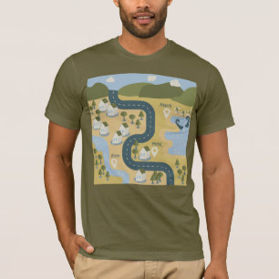 Snyggt tecknad Landskap semesterresa karta T Shirt
