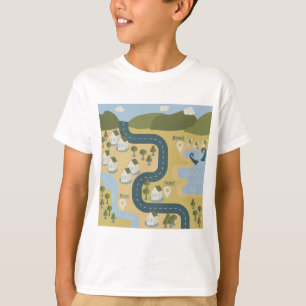 Snyggt tecknad Landskap semesterresa karta T Shirt